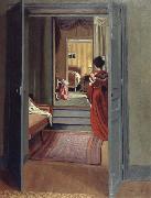 Felix Vallotton, Interior with Woman in red